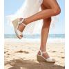 imageAnkis Espadrilles Wedges Sandals for Women Wedge Platform Sandals Heels Peep Open Toe Comfortable Ankle Strap Buckle Summer Wedge HeelsWhite Pu