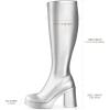 imageAnkis Knee High Boots Platform Boots for Women Chunky Heel Side Zipper Long GOGO BootsSilver Pu