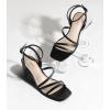 imageAnkis Strappy Heels for Women Square Nude White Black Open Toe Chunky Block Heels Ankle Strap Buckle Sandals for Women Comfortable Wedding Party Dress Shoes 2026Black