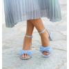 imageAnkis White Gold Blue Bow Women Heel Chunky Wedding Shoes for Bride 225 Inch Heel Open Square Toe Ankle Buckle Strap Dressy Pleated Comfortable Fashion Shoe Party Graduation Event 2026Blue