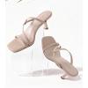 imageAnkis Womens Strappy Kitten Heels Square Open Toe 225 Inch Heeled Sandals Slip On Slides MulesNude Nubuck