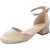 imageAnkis Closed Toe Heels for Women Black Nude White Gold Silver 1 Inch Womens Flats Low Block Heel Women Dress Shoes Womens Pumps Work Shoes with Ankle Strap for Spring FallNude Satin