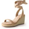 imageAnkis Wedge Sandals for Women Open Toe Espadrilles Dressy Platform Sandals Lace Up Ankle Strap Wedges SandalsNude Suede
