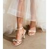 imageAnkis Black White Heels Bow Heel 3IN Strappy Kitten Heels for Women Ankle Strap Open Toe Wedding Bridal Dress Shoes SandalsBeige