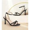 imageAnkis Black White Heels Bow Heel 3IN Strappy Kitten Heels for Women Ankle Strap Open Toe Wedding Bridal Dress Shoes SandalsBlack