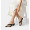 imageAnkis Black White Heels for Women Square Open Toe Sandals Flip Flop Thong Low Heels 1 Inch Heeled Sandals for WomenBlack Pu