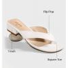 imageAnkis Black White Heels for Women Square Open Toe Sandals Flip Flop Thong Low Heels 1 Inch Heeled Sandals for WomenWhite Pu