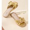 imageAnkis Womens Pleated Bow Flat Sandals  White Gold Sandals for Women 2026 Dressy Comfortable Open Toe Dress Sandals for Summer Beach Wedding Party Graduation Slip On Slides SandalsGold
