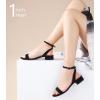 imageAnkis Black Nude White Gold Women Sandals Comfortable Walking Strappy Open Toe Sandals for Women Dressy Summer 1 Inch Low Block Heel Flat Adjustable Ankle Strap ShoesBlack Nubuck