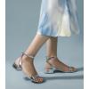 imageAnkis Black Nude White Gold Women Sandals Comfortable Walking Strappy Open Toe Sandals for Women Dressy Summer 1 Inch Low Block Heel Flat Adjustable Ankle Strap ShoesSilver Pu