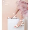 imageAnkis Black Nude White Gold Women Sandals Comfortable Walking Strappy Open Toe Sandals for Women Dressy Summer 1 Inch Low Block Heel Flat Adjustable Ankle Strap ShoesWhite Pu