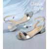 imageAnkis Black Nude White Gold Women Sandals Comfortable Walking Strappy Open Toe Sandals for Women Dressy Summer 1 Inch Low Block Heel Flat Adjustable Ankle Strap ShoesSilver Pu