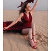 imageAnkis Black Nude White Gold Women Sandals Comfortable Walking Strappy Open Toe Sandals for Women Dressy Summer 1 Inch Low Block Heel Flat Adjustable Ankle Strap ShoesRed Satin