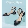 imageAnkis Black Nude White Gold Women Sandals Comfortable Walking Strappy Open Toe Sandals for Women Dressy Summer 1 Inch Low Block Heel Flat Adjustable Ankle Strap ShoesBlack Pu