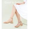 imageAnkis Black Nude White Gold Women Sandals Comfortable Walking Strappy Open Toe Sandals for Women Dressy Summer 1 Inch Low Block Heel Flat Adjustable Ankle Strap ShoesNude Nubuck
