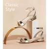 imageAnkis Black Nude White Gold Women Sandals Comfortable Walking Strappy Open Toe Sandals for Women Dressy Summer 1 Inch Low Block Heel Flat Adjustable Ankle Strap ShoesGold Pu