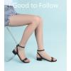 imageAnkis Black Nude White Gold Women Sandals Comfortable Walking Strappy Open Toe Sandals for Women Dressy Summer 1 Inch Low Block Heel Flat Adjustable Ankle Strap ShoesBlack Pu