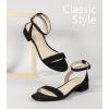 imageAnkis Black Nude White Gold Women Sandals Comfortable Walking Strappy Open Toe Sandals for Women Dressy Summer 1 Inch Low Block Heel Flat Adjustable Ankle Strap ShoesBlack Suede
