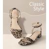 imageAnkis Black Nude White Gold Women Sandals Comfortable Walking Strappy Open Toe Sandals for Women Dressy Summer 1 Inch Low Block Heel Flat Adjustable Ankle Strap ShoesLeopard