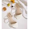 imageAnkis Black Nude White Gold Women Sandals Comfortable Walking Strappy Open Toe Sandals for Women Dressy Summer 1 Inch Low Block Heel Flat Adjustable Ankle Strap ShoesWhite Pearl