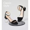 imageAnkis Black Nude White Gold Women Sandals Comfortable Walking Strappy Open Toe Sandals for Women Dressy Summer 1 Inch Low Block Heel Flat Adjustable Ankle Strap ShoesBlack Nubuck