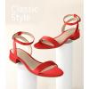 imageAnkis Black Nude White Gold Women Sandals Comfortable Walking Strappy Open Toe Sandals for Women Dressy Summer 1 Inch Low Block Heel Flat Adjustable Ankle Strap ShoesRed Satin