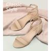 imageAnkis Black Nude White Gold Women Sandals Comfortable Walking Strappy Open Toe Sandals for Women Dressy Summer 1 Inch Low Block Heel Flat Adjustable Ankle Strap ShoesNude Nubuck
