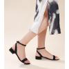 imageAnkis Black Nude White Gold Women Sandals Comfortable Walking Strappy Open Toe Sandals for Women Dressy Summer 1 Inch Low Block Heel Flat Adjustable Ankle Strap ShoesBlack Nubuck