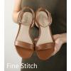 imageAnkis Black Nude White Gold Women Sandals Comfortable Walking Strappy Open Toe Sandals for Women Dressy Summer 1 Inch Low Block Heel Flat Adjustable Ankle Strap ShoesBrown