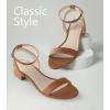 imageAnkis Black Nude White Gold Women Sandals Comfortable Walking Strappy Open Toe Sandals for Women Dressy Summer 1 Inch Low Block Heel Flat Adjustable Ankle Strap ShoesBrown