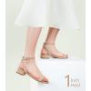 imageAnkis Black Nude White Gold Women Sandals Comfortable Walking Strappy Open Toe Sandals for Women Dressy Summer 1 Inch Low Block Heel Flat Adjustable Ankle Strap ShoesNude Nubuck