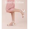 imageAnkis Black Nude White Gold Women Sandals Comfortable Walking Strappy Open Toe Sandals for Women Dressy Summer 1 Inch Low Block Heel Flat Adjustable Ankle Strap ShoesWhite Pu