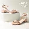 imageAnkis Black Nude White Gold Women Sandals Comfortable Walking Strappy Open Toe Sandals for Women Dressy Summer 1 Inch Low Block Heel Flat Adjustable Ankle Strap ShoesBrown Suede