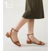 imageAnkis Black Nude White Gold Women Sandals Comfortable Walking Strappy Open Toe Sandals for Women Dressy Summer 1 Inch Low Block Heel Flat Adjustable Ankle Strap ShoesBrown