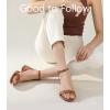imageAnkis Black Nude White Gold Women Sandals Comfortable Walking Strappy Open Toe Sandals for Women Dressy Summer 1 Inch Low Block Heel Flat Adjustable Ankle Strap ShoesBrown