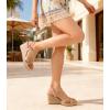 imageAnkis Wedge Sandals for Women Espadrille Womens Wedge Sandals Comfortable Open Toe Cross Band Ankle Strap High Heel Wedges for Women Dressy Summer 34InchNude Suede
