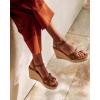 imageAnkis Wedge Sandals for Women Espadrille Womens Wedge Sandals Comfortable Open Toe Cross Band Ankle Strap High Heel Wedges for Women Dressy Summer 34InchBrown Pu