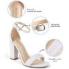 imageAnkis White Heels Wedding Shoes for Bride Women Chunky Heels Pearl High Heels Heeled Sandals 4 InchWhite Pearl