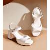 imageAnkis White Nude Heels Platform Heeled Sandals Chunky Block Open Toe Ankle Strappy Heels Wedding Party Dress ShoesWhite