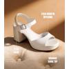 imageAnkis White Nude Heels Platform Heeled Sandals Chunky Block Open Toe Ankle Strappy Heels Wedding Party Dress ShoesWhite