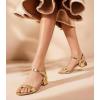 imageAnkis Women Nude Black White Sandals for Women Low Heel 1 Inch Dressy Sandal Ankle Strap Open Toe Block Short Heeled Summer Classic Comfortable Graduation Holiday Party Casual Flat ShoesGold Pu