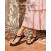 imageWomens Toe Ring Thong Sandals Square Open Toe Flat Sandals Adjustable Ankle Buckle Strap Comfort Summer Beach Casual Walking Flip Flops for WomenBlack