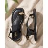 imageWomens Toe Ring Thong Sandals Square Open Toe Flat Sandals Adjustable Ankle Buckle Strap Comfort Summer Beach Casual Walking Flip Flops for WomenBlack