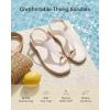 imageWomens Toe Ring Thong Sandals Square Open Toe Flat Sandals Adjustable Ankle Buckle Strap Comfort Summer Beach Casual Walking Flip Flops for WomenWhite