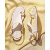 imageWomens Toe Ring Thong Sandals Square Open Toe Flat Sandals Adjustable Ankle Buckle Strap Comfort Summer Beach Casual Walking Flip Flops for WomenWhite