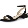 imageAnkis Black Nude White Gold Women Sandals Comfortable Walking Strappy Open Toe Sandals for Women Dressy Summer 1 Inch Low Block Heel Flat Adjustable Ankle Strap ShoesBlack Suede