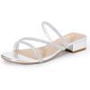 imageAnkis Black Nude White Strappy Heels Women 1 Inch Low Chunky Block Heel Heeled Sandals Square Open Toe Slip On Slides MulesSilver Purhinestone