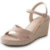 imageAnkis Wedge Sandals for Women Espadrille Womens Wedge Sandals Comfortable Open Toe Cross Band Ankle Strap High Heel Wedges for Women Dressy Summer 34InchNude Suede
