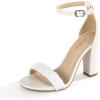 imageAnkis White Heels Wedding Shoes for Bride Women Chunky Heels Pearl High Heels Heeled Sandals 4 InchWhite Pearl