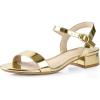 imageAnkis Women Nude Black White Sandals for Women Low Heel 1 Inch Dressy Sandal Ankle Strap Open Toe Block Short Heeled Summer Classic Comfortable Graduation Holiday Party Casual Flat ShoesGold Pu